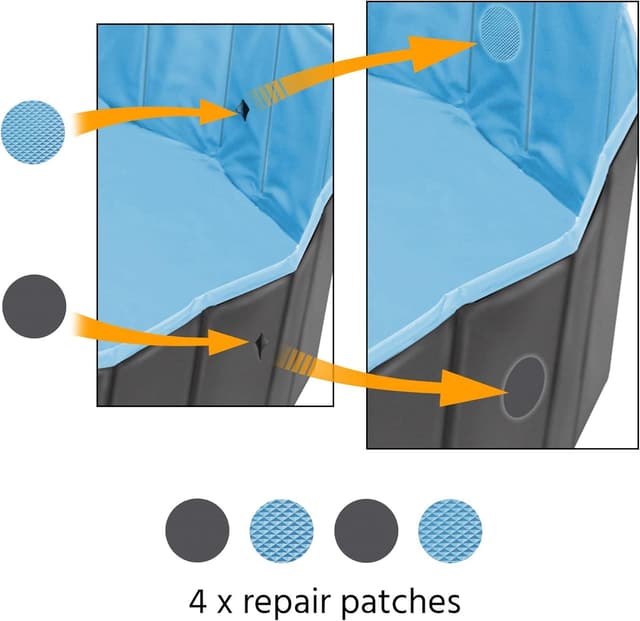 Detalle 2 de Yaheetech faltbares Hundepool 180 x 30 cm mit Anti-Rutsch, Ablass & Reparaturset