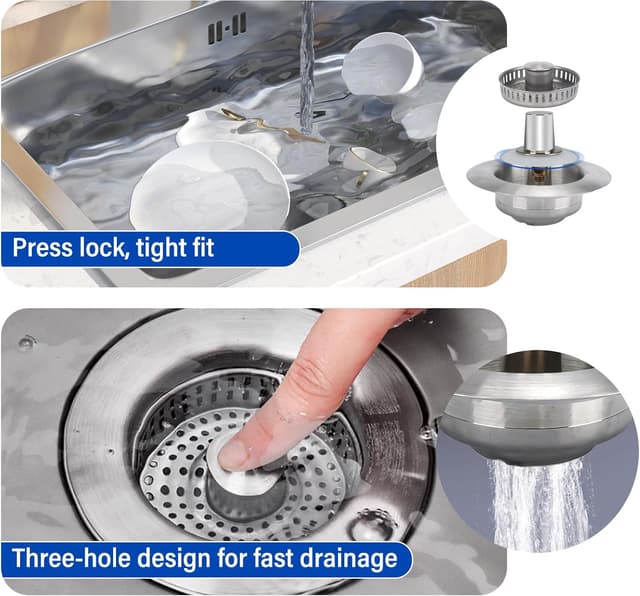 Thumbnail 2 de CVIUYO 304 Pop Up Sink Strainer 90mm