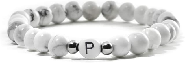 Detalle 2 de Buchstaben Armband BERGERLIN Weiss Naturstein Magnesit