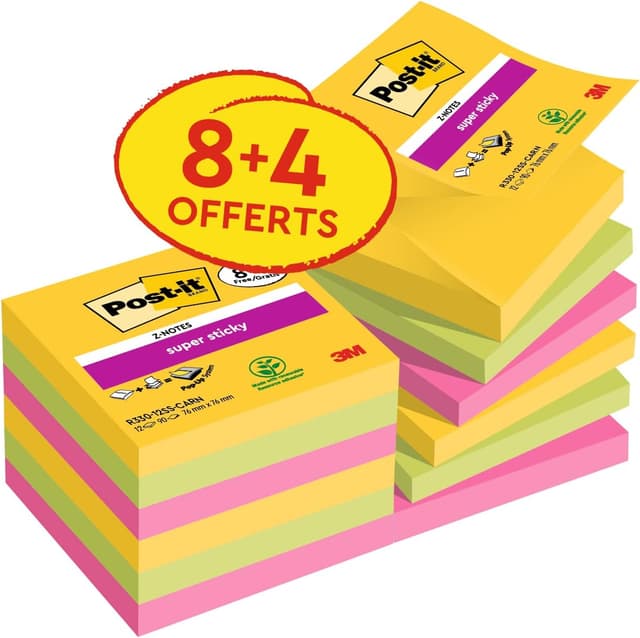 Detalle de Post-it Z-Notes Super Sticky 76 x 76 mm 90 feuilles