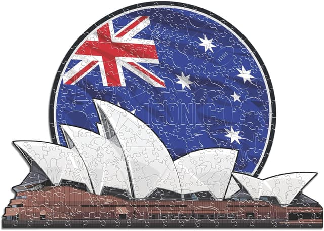 Detalle de Iconic Puzzles Sidney Opera House, Collezione Monumenti: puzzle di legno 100% sostenibile (Taglia S, 150 pezzi)