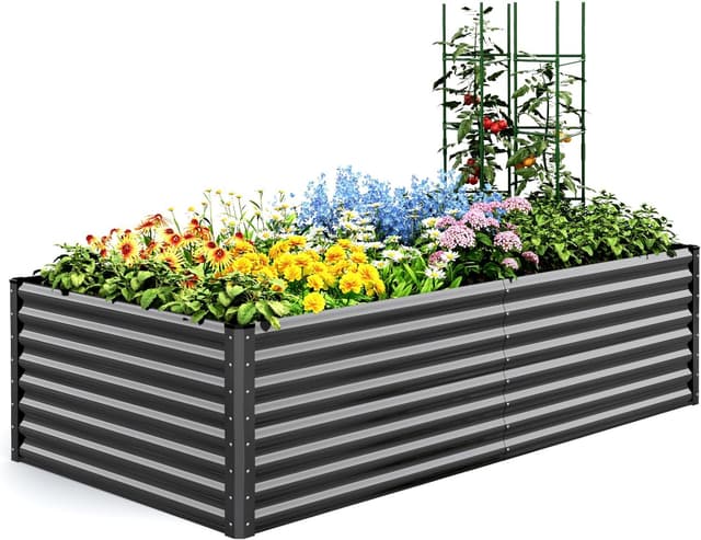 Detalle de Quictent Orto RiAlzato in metallo zincato con gabbie per pomodori incluse, 240x120x62 cm