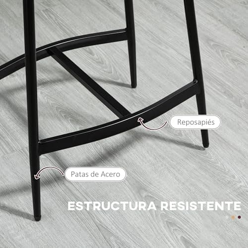 Detalle 2 de HOMCOM Taburetes Altos Industriales de Cocina, Carga 120kg