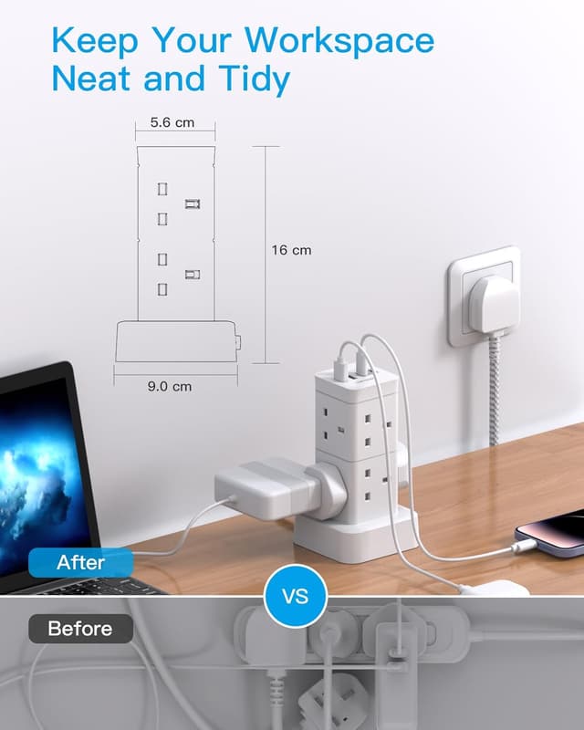 Detalle 2 de Tower Extension Lead 5M 8 Outlets 3250W