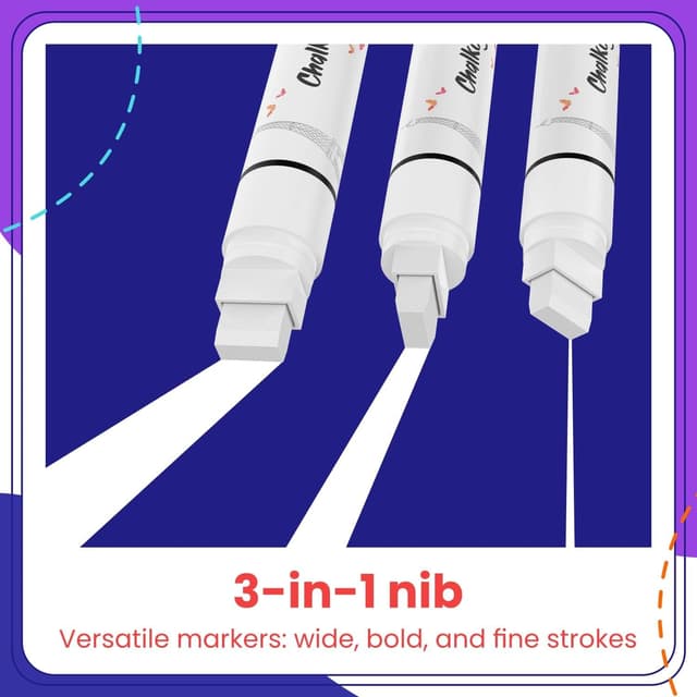 Detalle 2 de Chalkola White Jumbo Chalk Pens (15mm) – Pack of 2 window & chalkboard markers