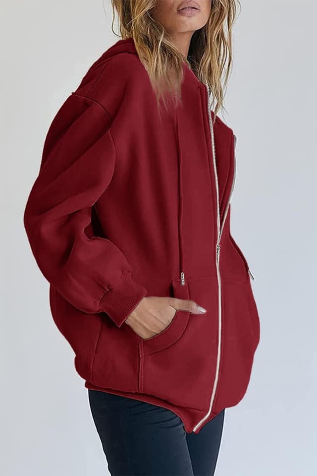 Detalle de PRETTYGARDEN Women’s 2026 Zip-Up Y2K Hoodie Jacket with Pockets (Fleece-Lined)