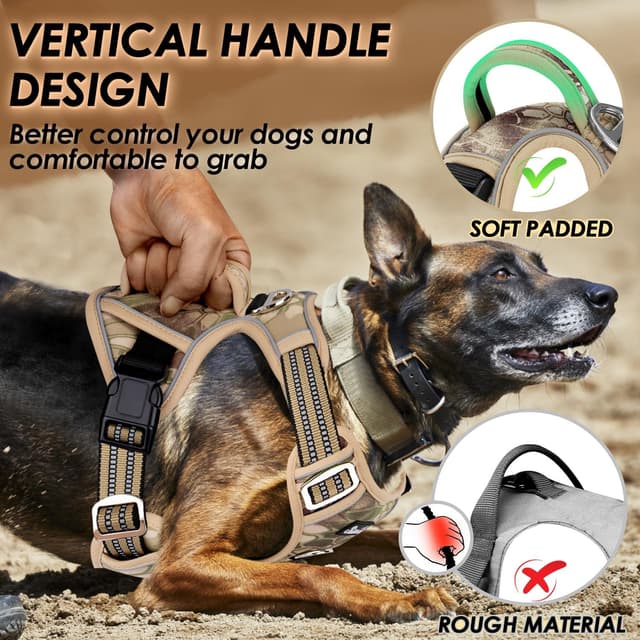 Detalle de Eyein Large Dog Harness – Anti-Pull Adjustable Heavy Duty Pet Vest with 2 Clips