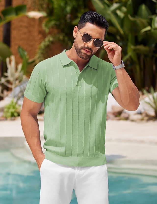 Detalle 2 de COOFANDY Knit Polo Shirt Short Sleeve