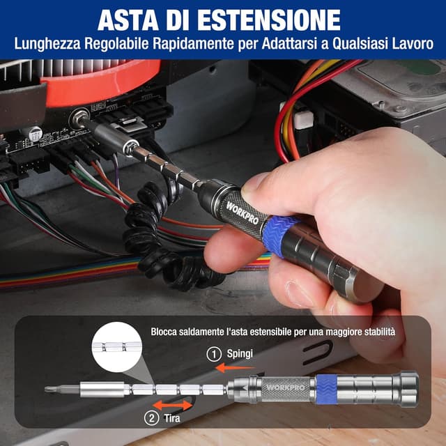 Detalle de WORKPRO Set di cacciaviti di precisione da 26 pezzi con punte magnetiche e magnetizzatore