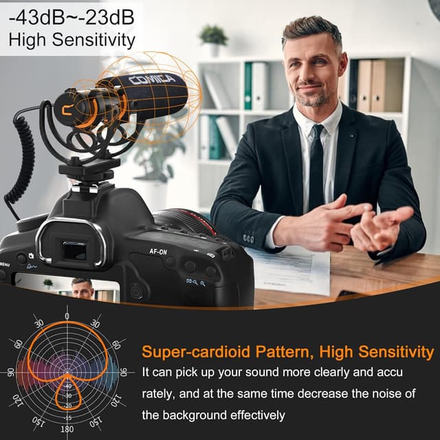 Thumbnail 4 de COMICA VM20 shotgun microphone with OLED display