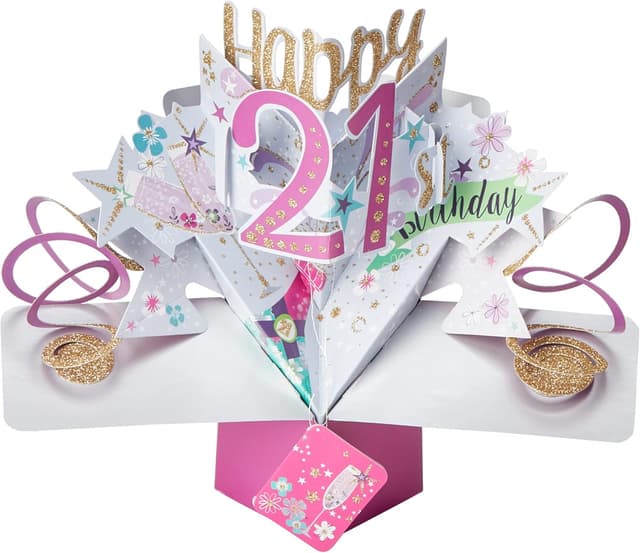 Detalle de Happy 21st Birthday – Biglietto d’auguri pop-up originale Second Nature 3D pop-up
