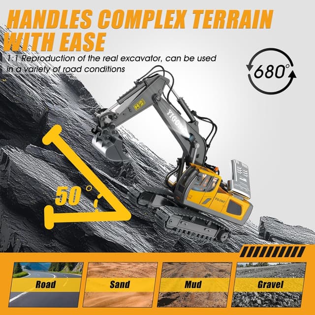 Detalle de KIYTARBOO Ferngesteuerter RC Bagger 11CH 2,4 GHz