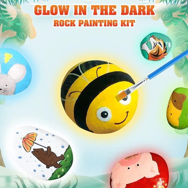 Detalle de Lekebaby Rock Painting Kit (Glowing Animal Rocks) for Boys & Girls, age 3+