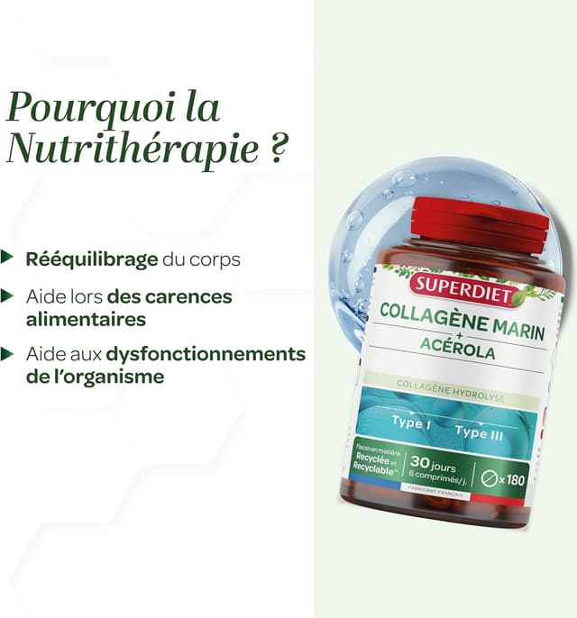 Detalle de Superdiet Collagène marin & acérola 180 comprimés