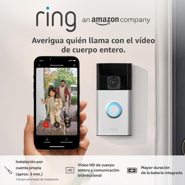 Detalle de Ring Battery Video Doorbell (2024) — vídeo HD cuerpo entero