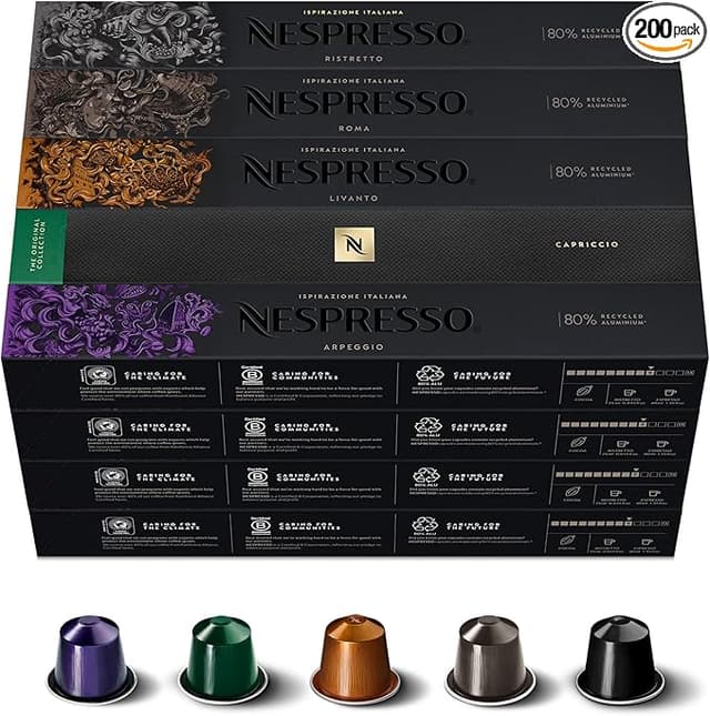 Detalle de Nespresso Original Café ☕️ Pack 200 Cápsulas Variadas
