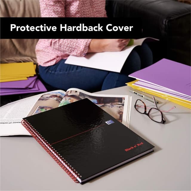 Detalle de Black n' Red Oxford A4 Notebook (Pack of 3) – Glossy hardback, wirebound ruled pages