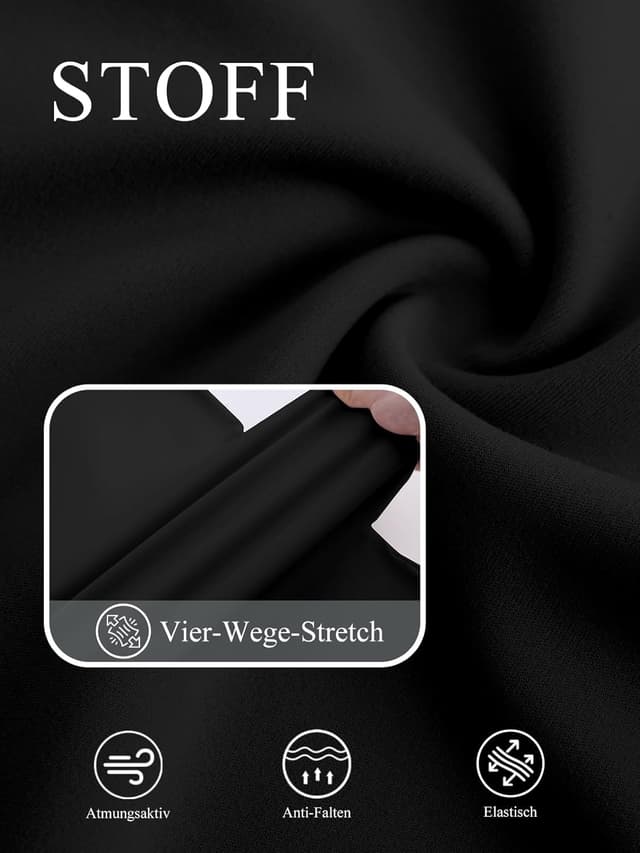 Detalle de Glacspyg Damen Freizeithose mit hohem Bund – Straight Business-Casual Stretch mit Taschen