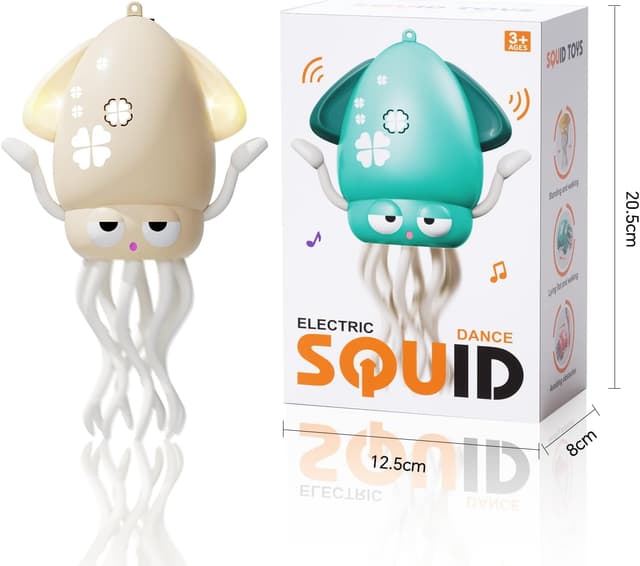 Detalle de KJIXYUNG tanzender & krabbelnder Oktopus mit LED und Musik (weiß)