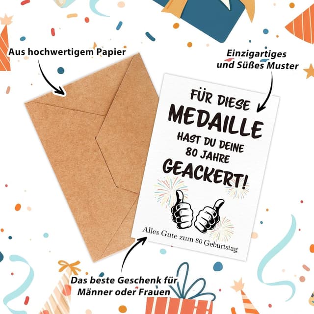 Detalle de WenmthG Geburtstagsgeschenk zum 70. mit Medaille und Karte