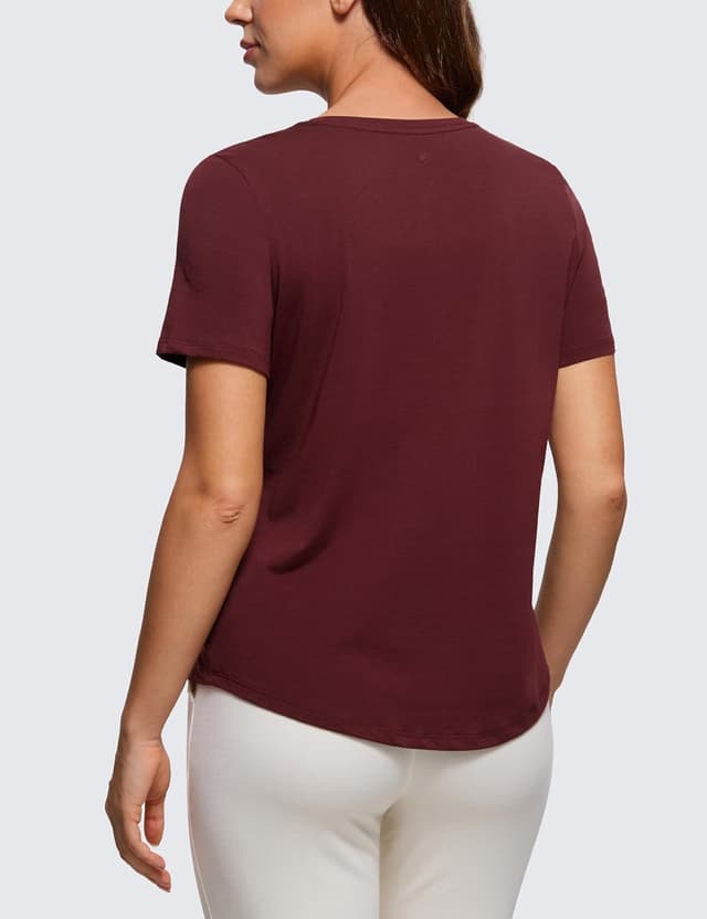 Detalle 2 de CRZ YOGA Camicie a maniche corte in cotone Pima per donna, vestibilità ampia