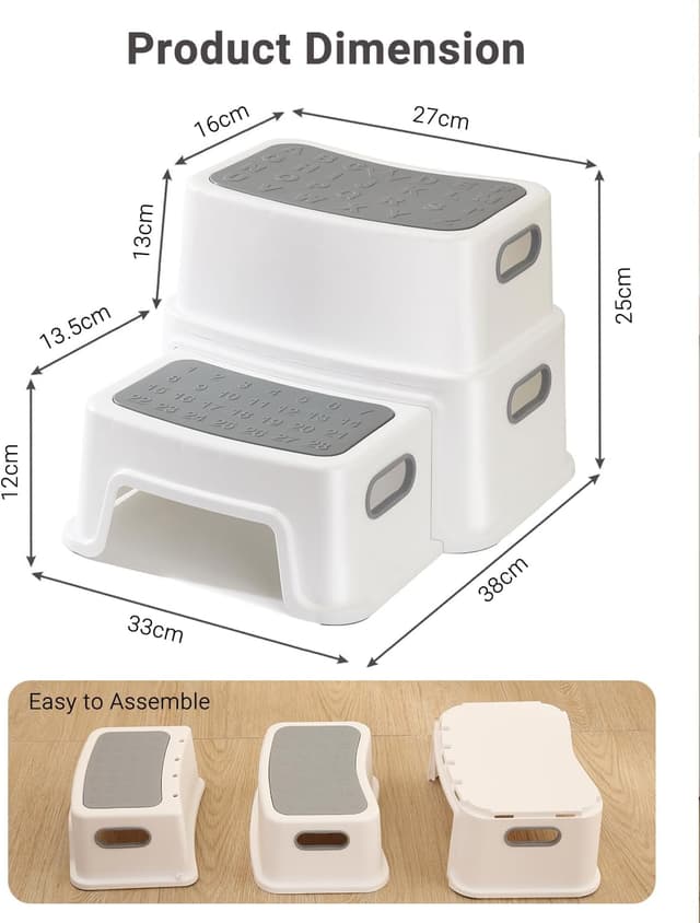 Thumbnail 6 de 2-stufiger Tritthocker für Kinder (Anti-Rutsch & Anti-Kipp) aus PP, weiß