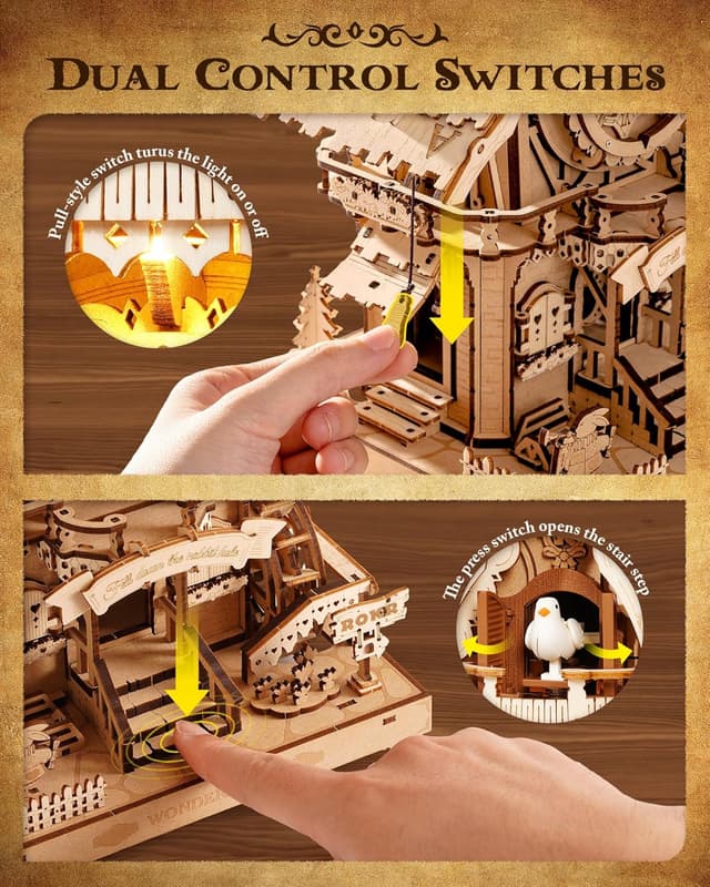 Detalle de ROKR LC901 3D Wooden Cuckoo Clock Wooden Puzzle (LC901)