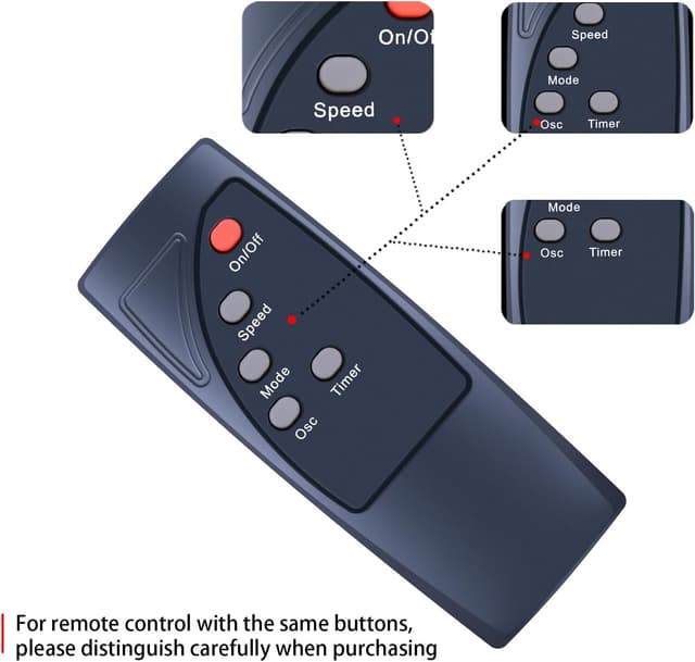 Detalle 2 de TCNOUMT Replacement Remote Control for Basics 16-inch Pedestal Floor Fan (FS40-10BR)