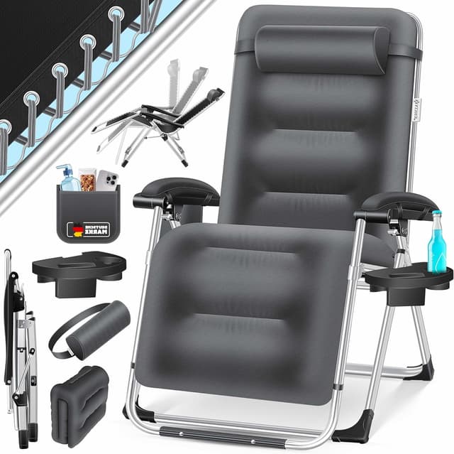 Detalle de KESSER Sonnenliege XXL extra breit mit verstellbarer Rückenlehne, Wetterfest bis 200 kg, Anthrazit