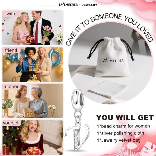 Thumbnail 6 de LMLMECREA Initiale V Charm aus 925 Silber