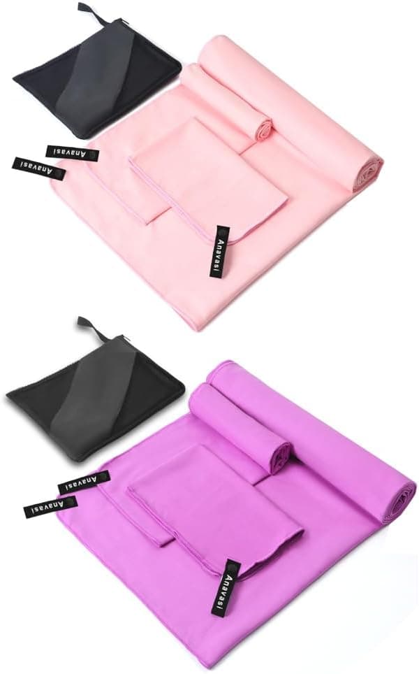 Thumbnail 6 de Anavasi 6 PCS Microfibre Towels for Adults (gym, travel) with net bag – Dark Blue and Orange