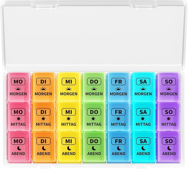 Detalle de Opret Tablettenbox für 7 Tage mit 3 Fächern (morgens, mittags, abends)