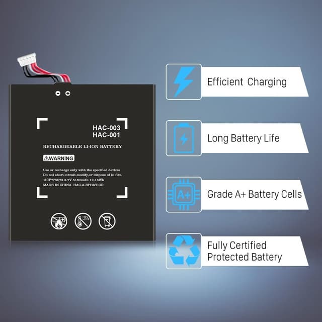 Detalle de Upgraded HAC-003 Replacement Battery (5180mAh) for Nintendo Switch 2017/2019 (HAC-001/HAC-003)