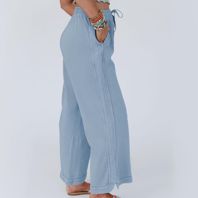 Thumbnail 6 de Hixiaohe Women's Casual Wide Leg Sweatpants (High-Waist, Drawstring, Acid Wash) with Pockets