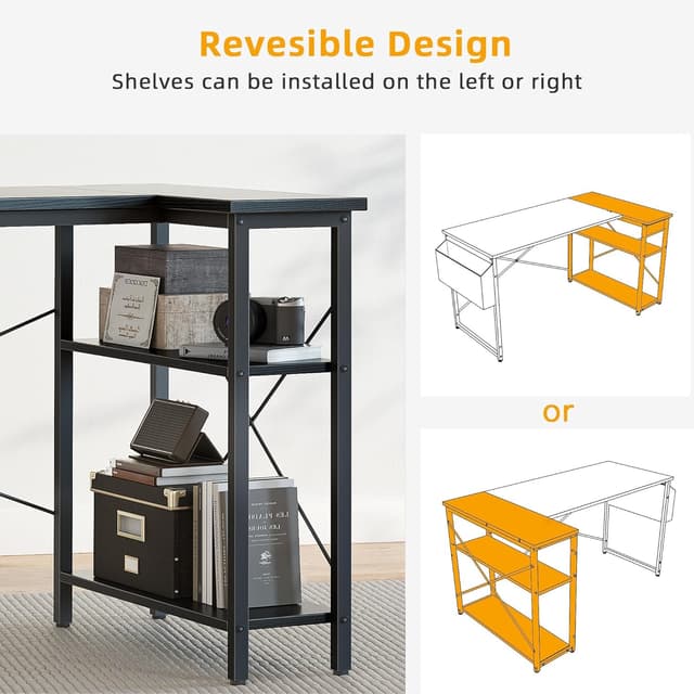 Detalle 2 de BEXEVUE L-Schreibtisch 100 x 70 cm Schwarz