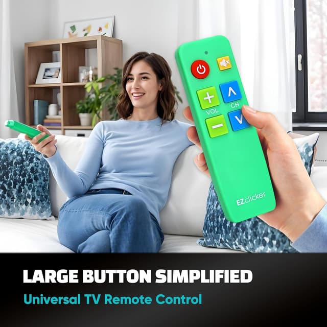 Detalle de EZclicker TV Remote for Seniors (Green) — Extra Simple Big Button Remote for TV Control