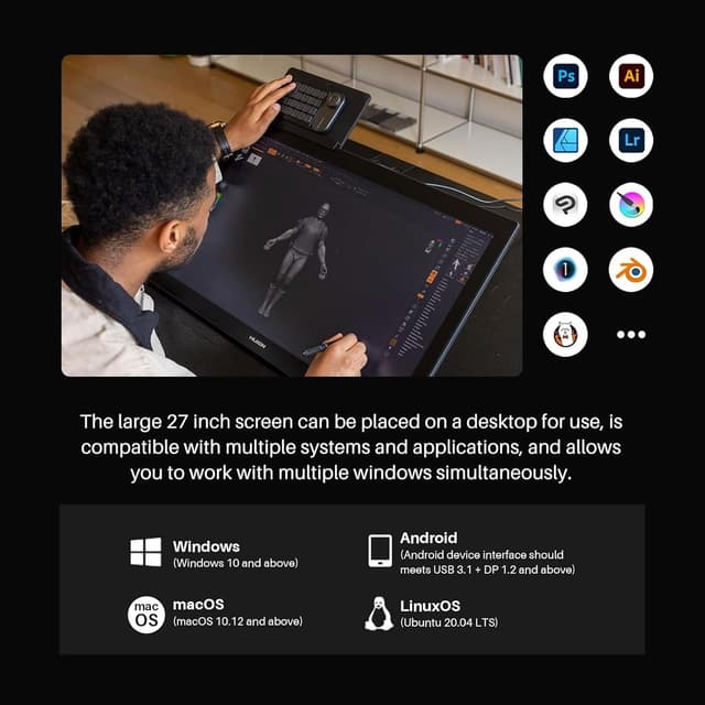 Thumbnail 6 de Huion Kamvas Pro 27 4K UHD Drawing Tablet with Screen (PenTech 4.0, 27-inch, Adobe RGB 98%)