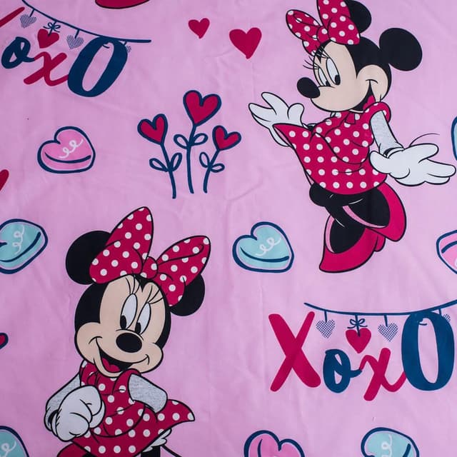 Detalle de Parure de lit bébé Minnie Mouse Jerry Fabrics (100 x 135 cm) en coton 100% rose à fermeture éclair