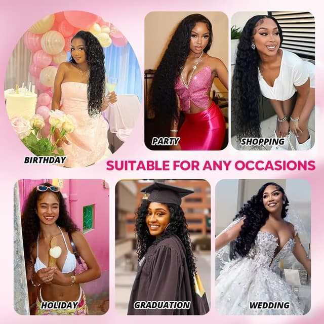 Thumbnail 6 de 32 Inch 13x6 HD Lace Front Human Hair Wig (Glueless) – Brazilian Curly Deep Wave, 210% Density