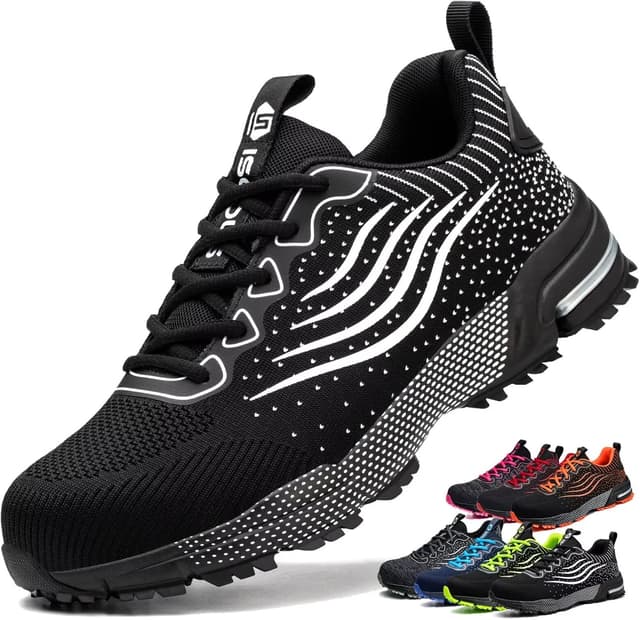 Detalle de ISOOUS Scarpe antinfortunistiche con punta in acciaio, leggere e traspiranti (nero)