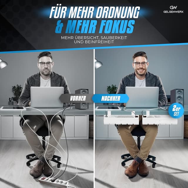 Thumbnail 4 de GELSENWERK Kabelkanal Schreibtisch 2er Set