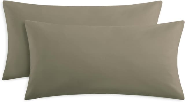 Detalle de RUIKASI Kissenbezug 40 x 80 Taupe im 2er-Set (Mikrofaser, Reißverschluss, pflegeleicht)