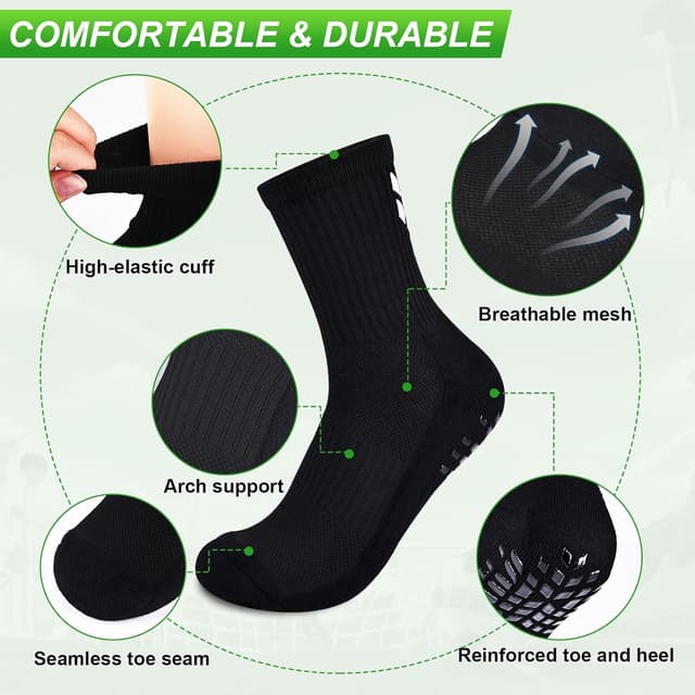 Detalle de Gogogoal 4-Pairs non-slip football socks (cushioned, breathable) – men and women sports & training crew socks