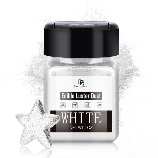 Detalle de Essbarer Glitzer – 30 g essbarer Glitzerstaub (Weiß) für Torten, Getränke & Gebäck