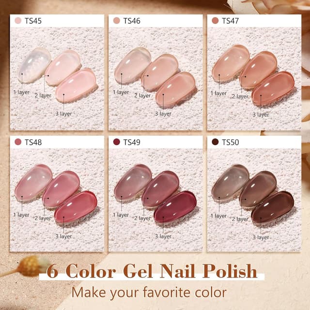 Detalle 2 de Shining She UV-Gel Nagellack Jelly Rot – 6 Farben, natürlich transparent, Soak-off, für French-Manicure & DIY zu Hause