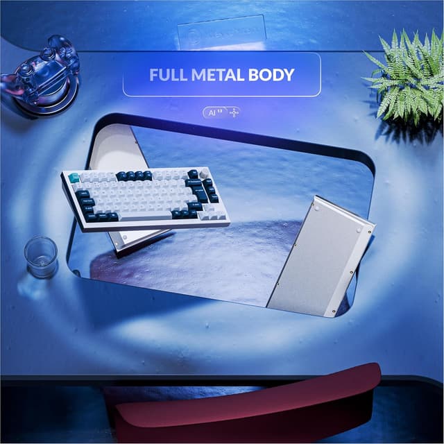 Detalle de Keychron Q1 HE Wireless Gaming Keyboard (75% ISO UK) with Hall Effect Switches, Bluetooth 5.1/2.4GHz & Hot-Swap – Shell White