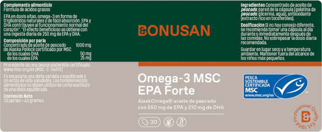 Detalle 2 de Bonusan Omega-3 MSC EPA Forte 30 cápsulas 💊