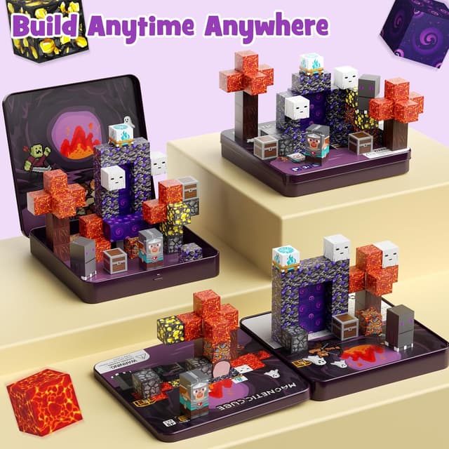 Detalle de STEM MATCH Jouets de construction magnétiques de voyage – boîte portable en fer, 49 pièces (Explorateurs de grottes)