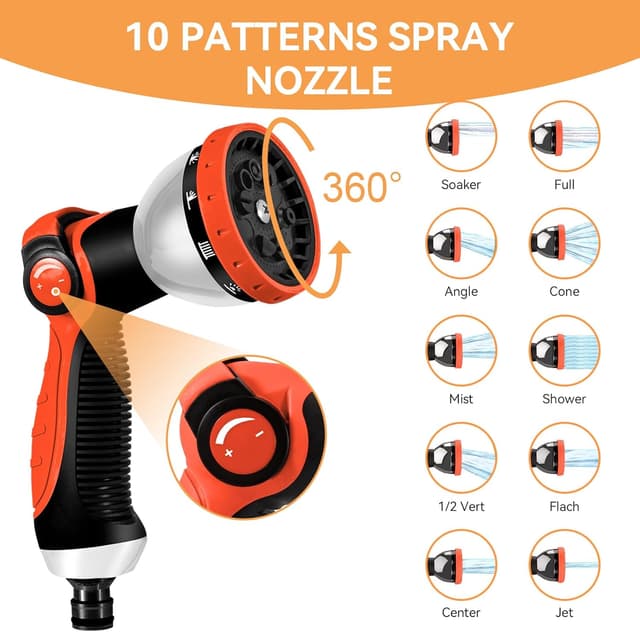 Detalle de Yofidra Expandable Garden Hose Pipe 75FT with 10-Function Spray Nozzle and 3-Layer Latex