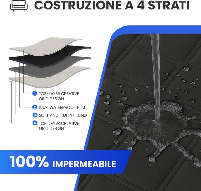 Detalle de Ystyle housse imperméable pour canapé d’angle 2 places avec accoudoirs (forme L) réversible antidérapante – noir